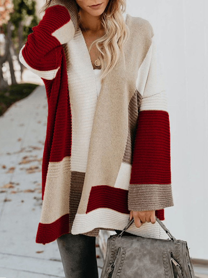Women Casual Loose Color Block Sweaters