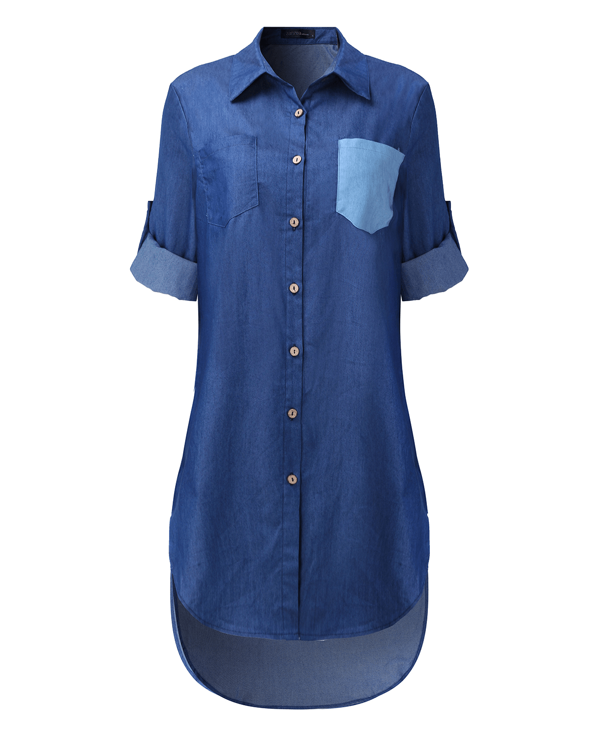 Women Buttons down Asymmetrical Casual Shirt Denim Mini Dress