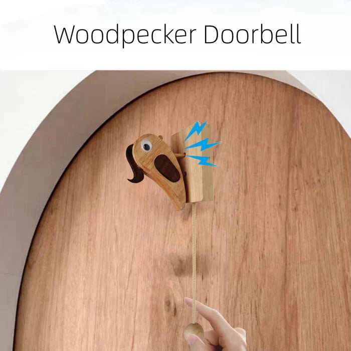 Wooden Handmade Creative Woodpecker Door Bell