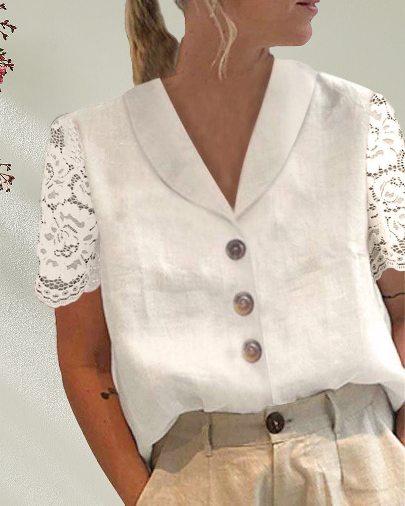 White cotton and linen blouse