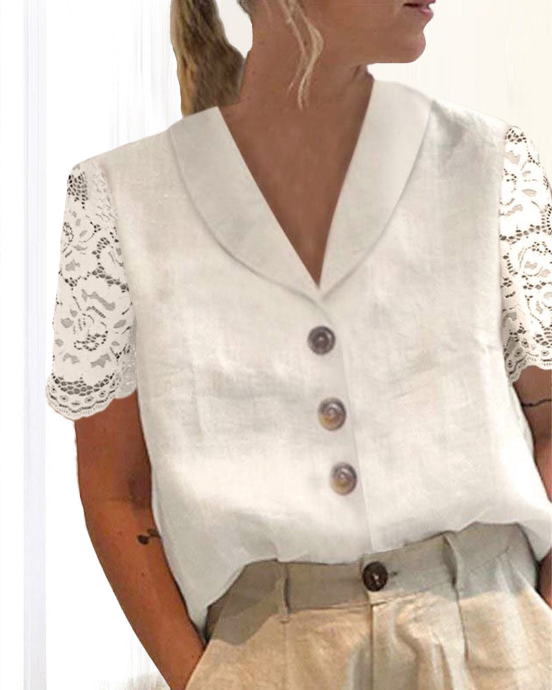 White cotton and linen blouse