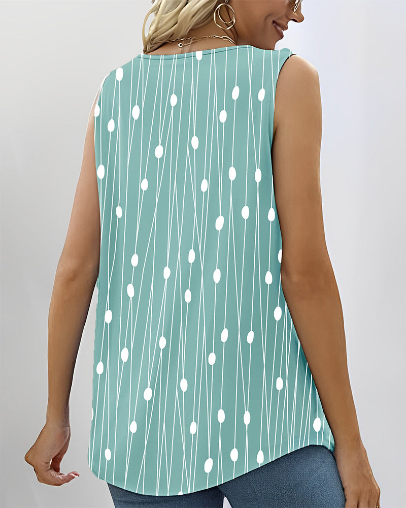 Tank top with stripes and polka dots print