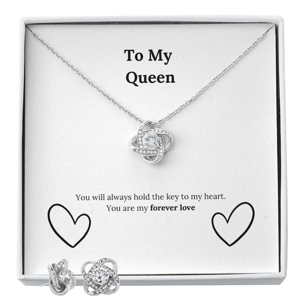 To My Queen....Forever Love - Love Knot Necklace & Earring Set