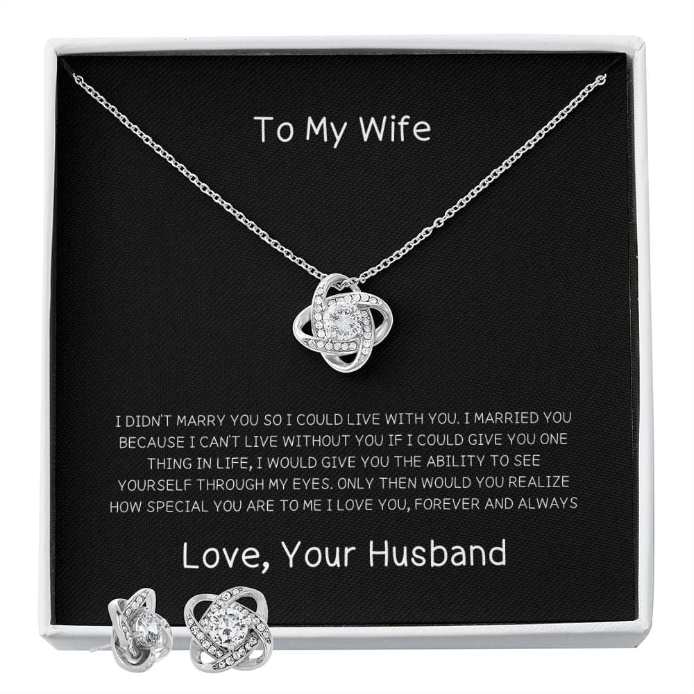 To My Wife... Love Knot Necklace & Earring Set