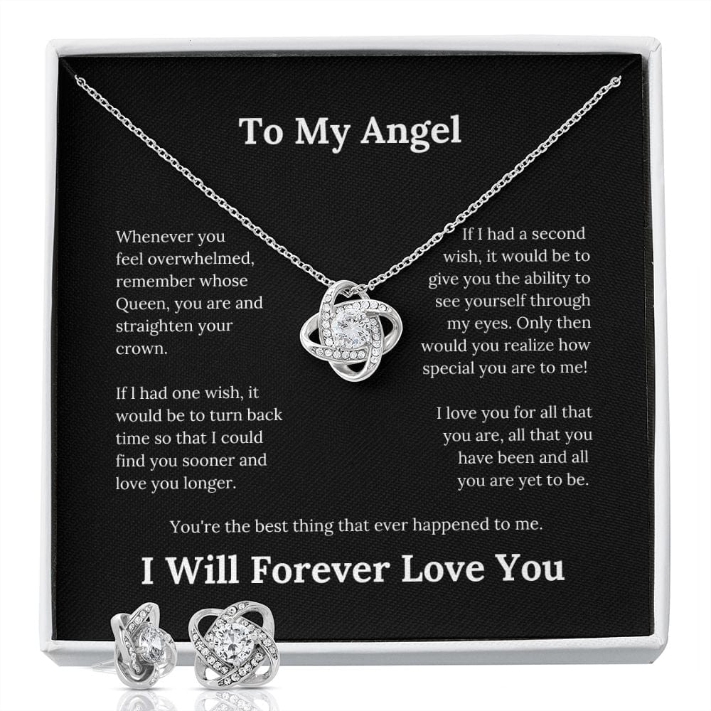 To My Angel... Love Knot Necklace & Earring Set