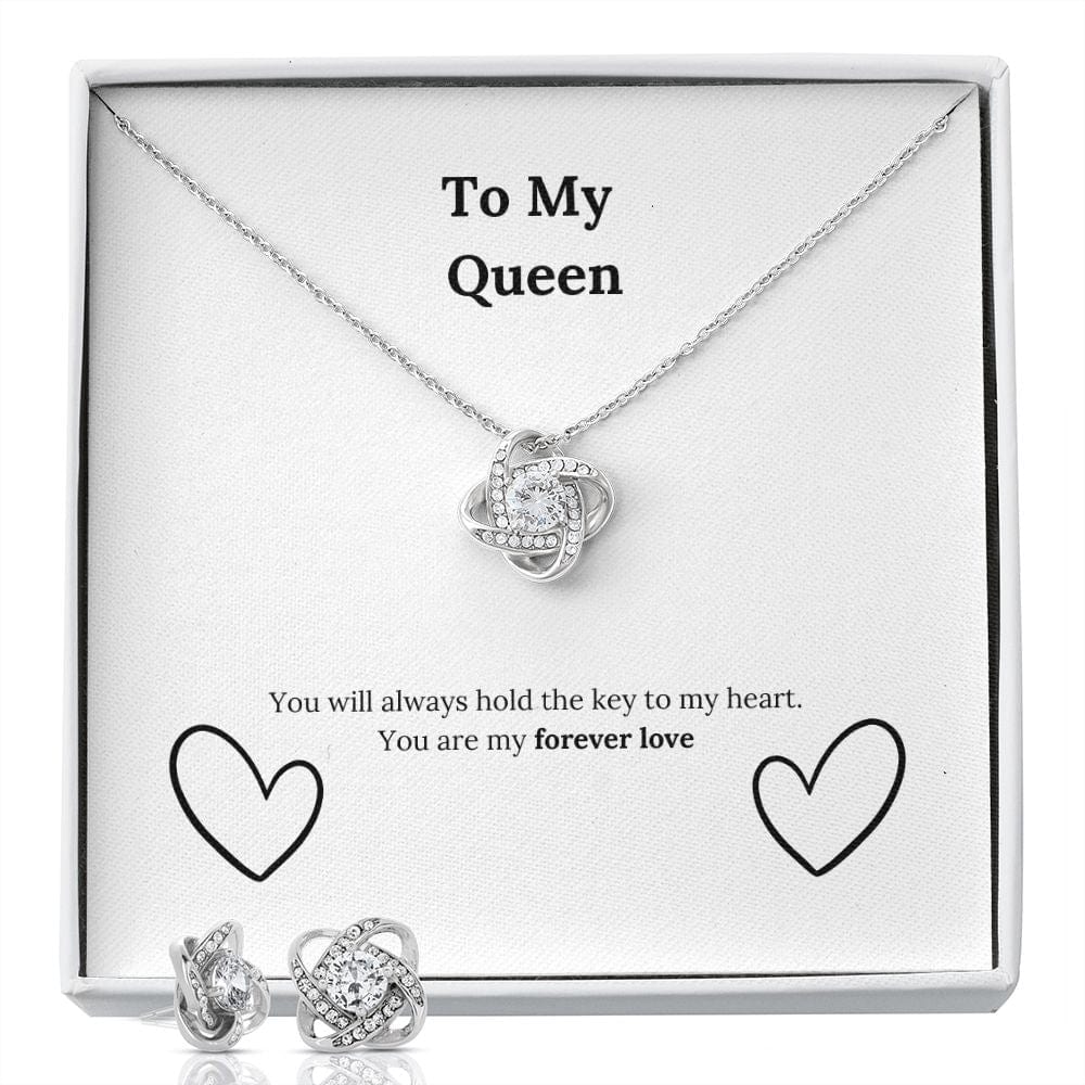 To My Queen....Forever Love - Love Knot Necklace & Earring Set