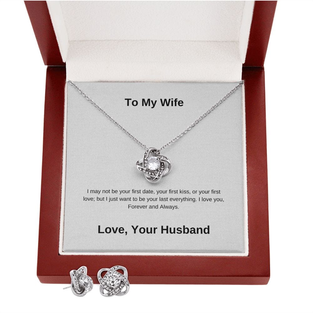 To My Wife... Forever and Always Love Knot Necklace & Earring Set