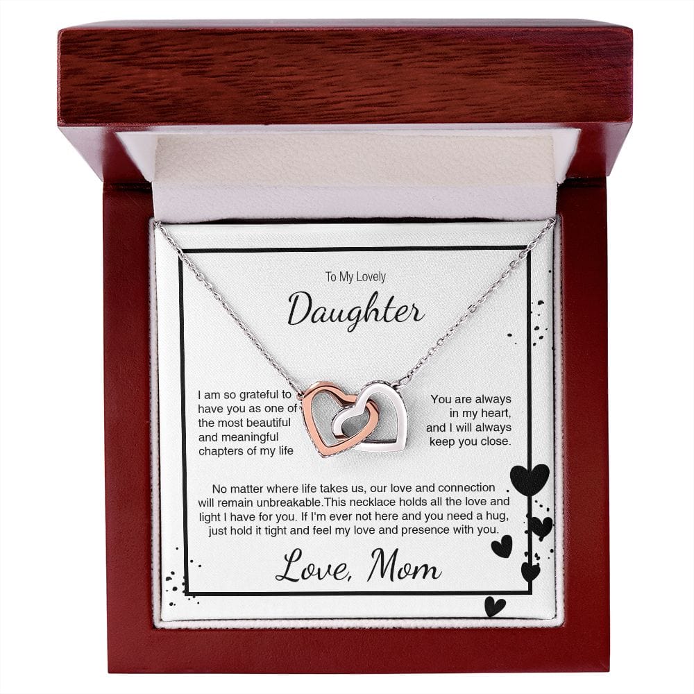 To My Lovely Daughter... Love Mom - Interlocking Hearts Necklace