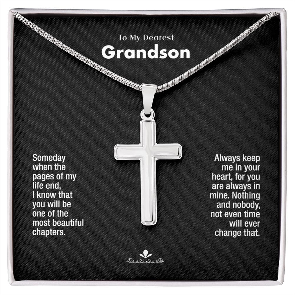 To My Dearest Grandson... Stainless Steel Cross Necklace
