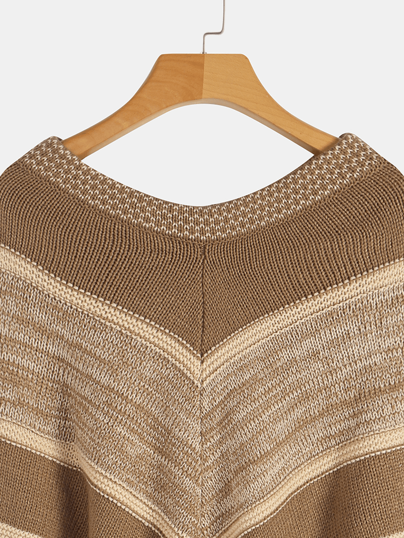 Damen-Pullover mit lässigen Streifen und langen Ärmeln