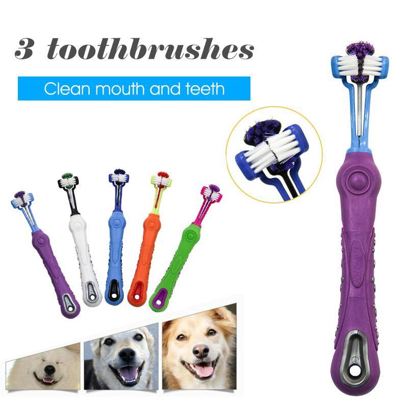Dreiseitige Zahnbürste für Haustiere